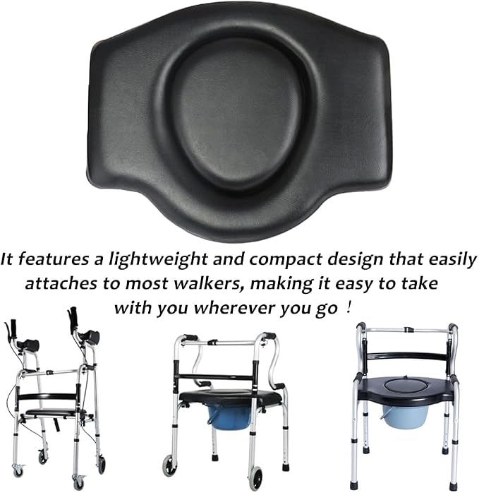 Walker Rest Seat for Attachable Seat Folding Walker, Maximum Weight Capacity of 250 Pounds, 20.8" L x 16.5" W Black