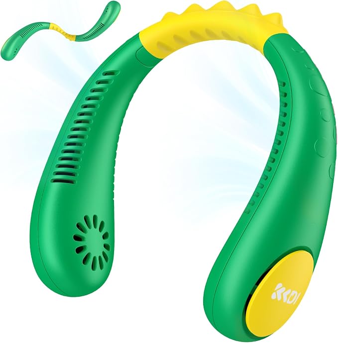 Kids Neck Fan, Portable Bladeless Neck Fan for Kids 4-14Y, 2600mAh Rechargeable Wearable Fan for Girls Boys, 4 Speeds Lightweight Quiet Cooling Fan for Study, Camping, Travel, Summer Essential