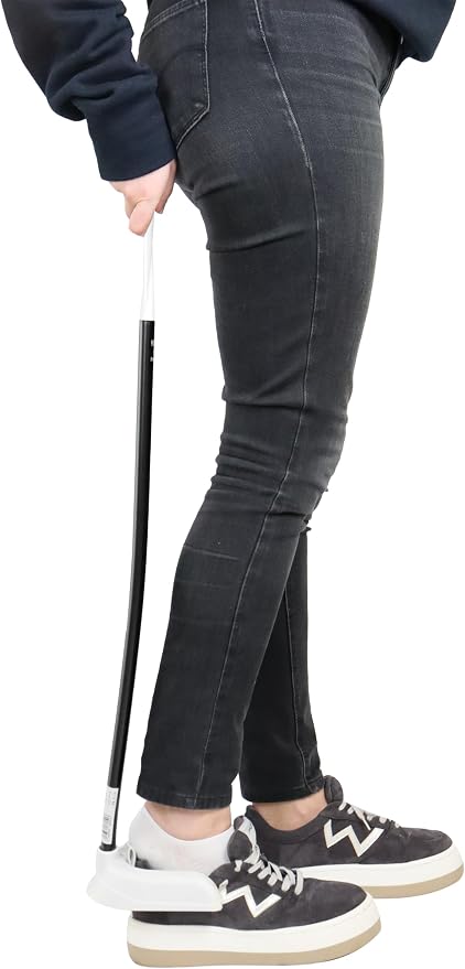 KMINA Long Handled Shoe Horn for Seniors 30", Horn for Women and Men, Easy On Off, Boot Jack Remover