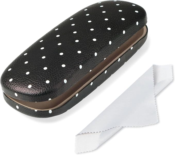 Glasses Case Hard Shell, Cute Sunglasses Case for Women Leather Protective Case for Eyeglass with Cleaning Cloth