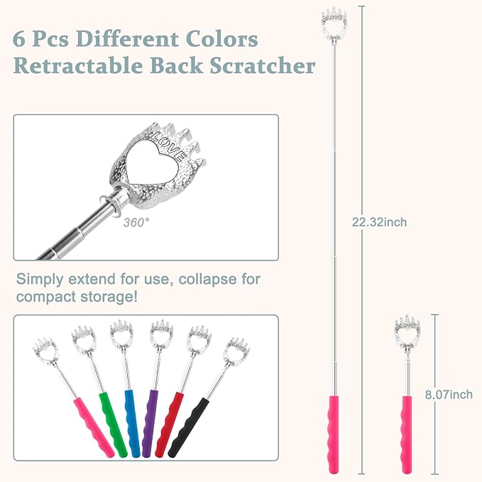 HOFASON 6 Pack Back Scratcher, Fathers Day Dad Gifts, Stocking Stuffers for Adults Women Men, Easter Basket Stuffers, White Elephant Gifts, Prizes for Adult, Birthday Gift for Mom Dad Wife Husband