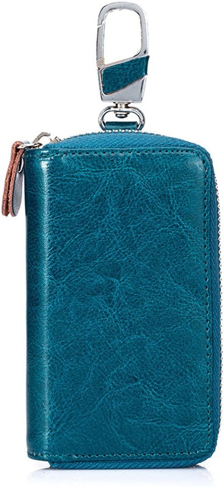 Large Leather Key Case Wallet with 12 Hooks & 1 Keychain/Ring for Men or Women