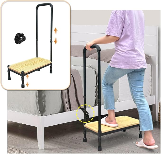 Zelen Medical Step Stool Bed Steps for High Beds for Adults Bedside Step Stool with Handle for Elderly Seniors Foot Stool Portable Handicap Steps Platform for Car, SUV, Bedroom