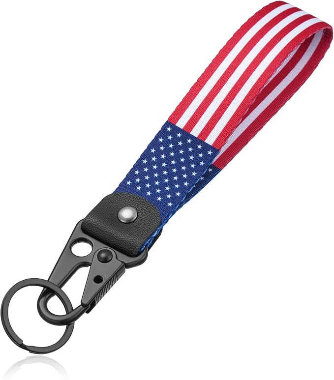 American Flag Keychain for Men Women, Leather USA Flag Key Chain for Daily | Flag keychain adds heritage patriotic style, Metal D-ring keep daily keys grouped,Practical gift for dads, husbands, wives