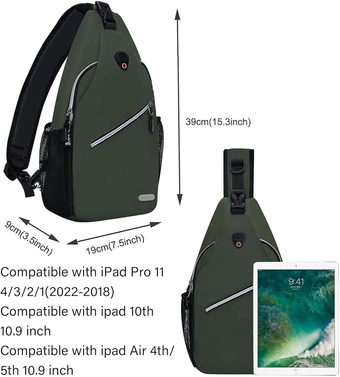 MOSISO Small Sling Bag for Men, Crossbody Shoulder Chest Daypack Bag | Sling Backpack for Casual Travel Hiking