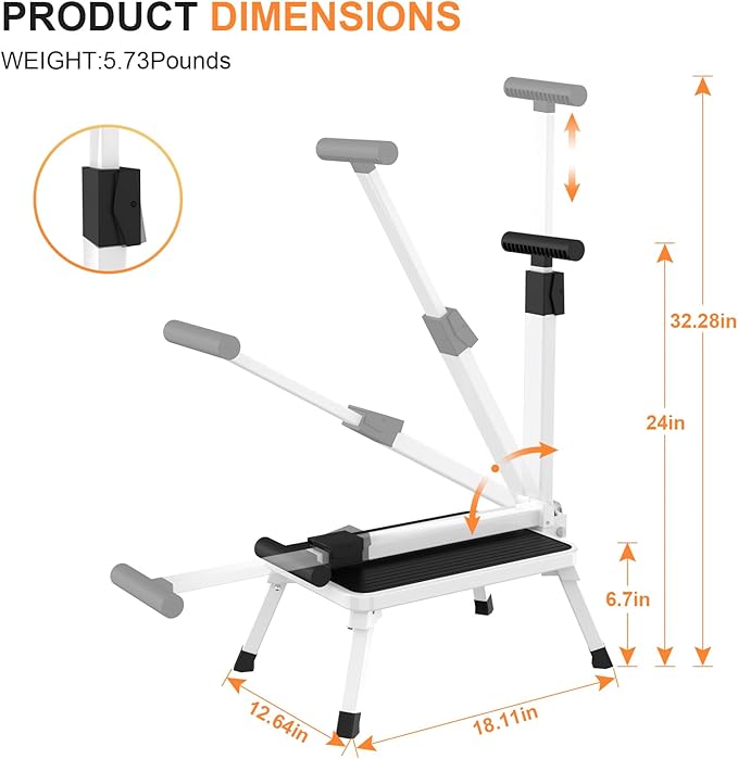 Step Stools for Adults, Foldable Step Stool with Handle for Elderly Seniors Stepping Stool with Non-Slip Step Platform Metal Stool in Kitchen, Bedroom,Bathroom,330 Lbs Capacity(Patent Protection)