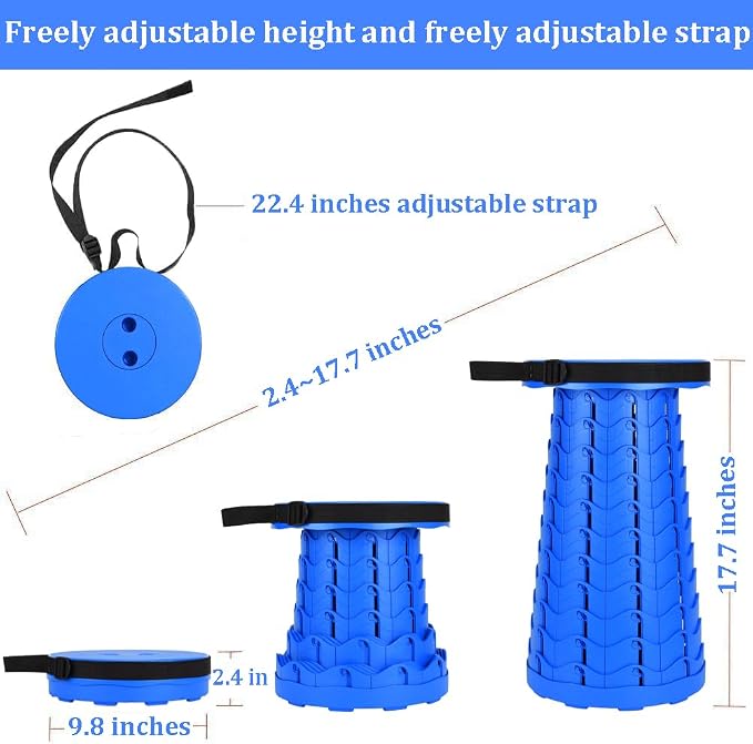 Fishboy Upgraded Collapsible Stool, 400lbs Max Weight, Lightweight But Sturdy, Portable Retractable Folding Telescoping Foldable Camping Stool for Adults Outdoor Fishing Hiking BBQ
