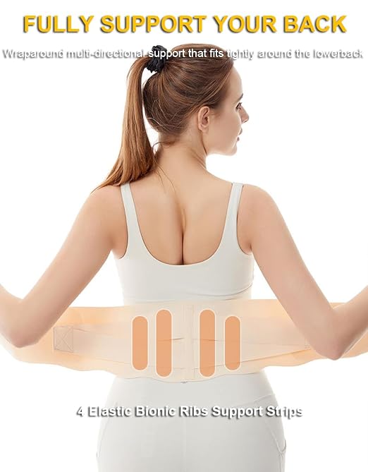 Super Thin Back Brace for Lower Back Pain Women Men, Lumbar Support Waist Support Brace for Women Lower Back Pain Relief Products, Hip Belt Waist Belt Sciatic Nerve Brace for Women Men (Beige, Large)