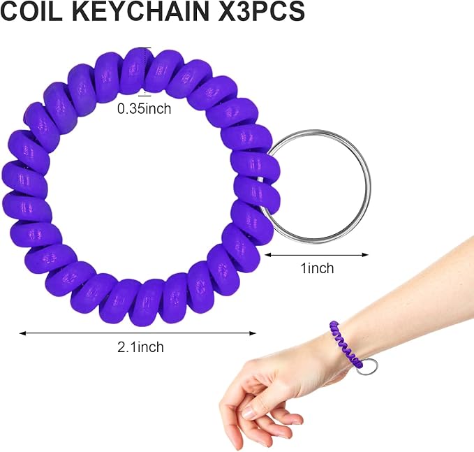 Spiral Coil Keychain, Anti-lost Key Chain Holder Lanyard Cord for Sauna Outdoor Sports and Gym Pool