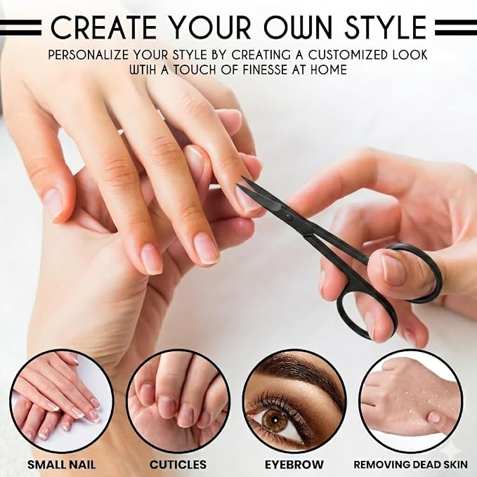Cuticle Scissors Extra Fine Curved with Case Manicure Scissors for Women & Men Gifts Tijeras para Cuticula Profesional Nail Scissors Stainless Steel Sharp Cuticle Scissors for Nails