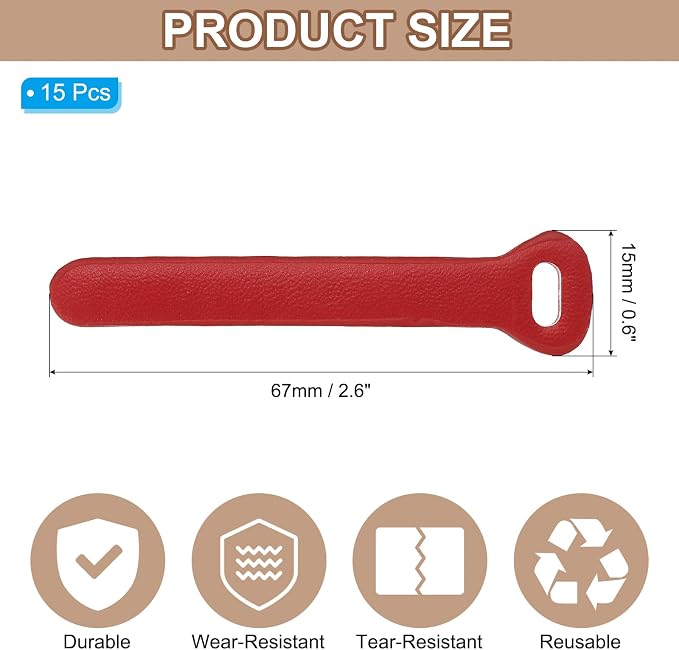 PATIKIL 15Pcs Leather Zipper Pull, 2.6" Replacement Zipper Puller Extender Backpack Luggage Sliders for Handbags Suitcases Bags Wallets Jackets Coats Pull Tabs, Red