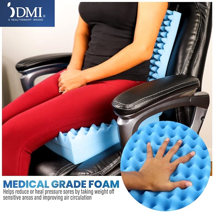 DMI Egg Crate Sculpted Foam Car Seat Cushion, Office Chair Cushion Relieves Back Pain, Tail Bone Pain, Sciatica, 32 X 18 X 3, Full Back (Pack of 2)