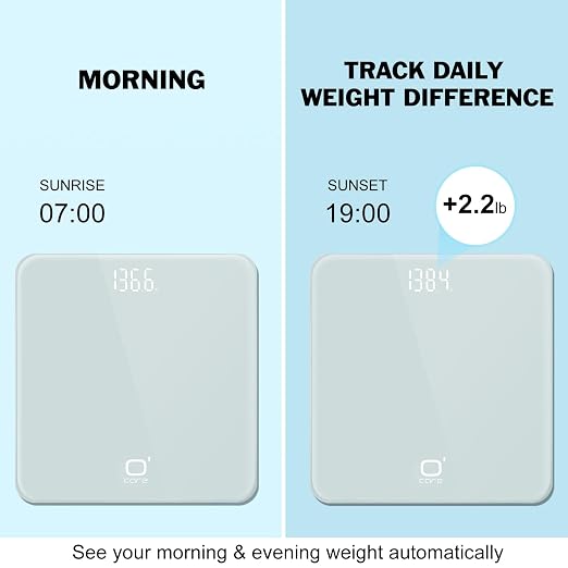 O'CARE Digital Bathroom Scale,Highly Accurate Body Weight Scale,Large Clear LED Display, Differential Display, Including 4*AAA Battery, Measures Weight up to 400LB