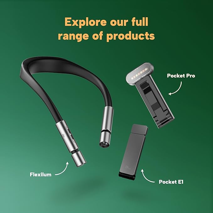 86lux Book Light, Rechargeable Reading Lights for Books in Bed, Ultralight Clip-on LED Bookmark Lamp with 3 Amber Colors & Stepless Dimming for Night Reading for Book Lovers, Kids,Hunter Green