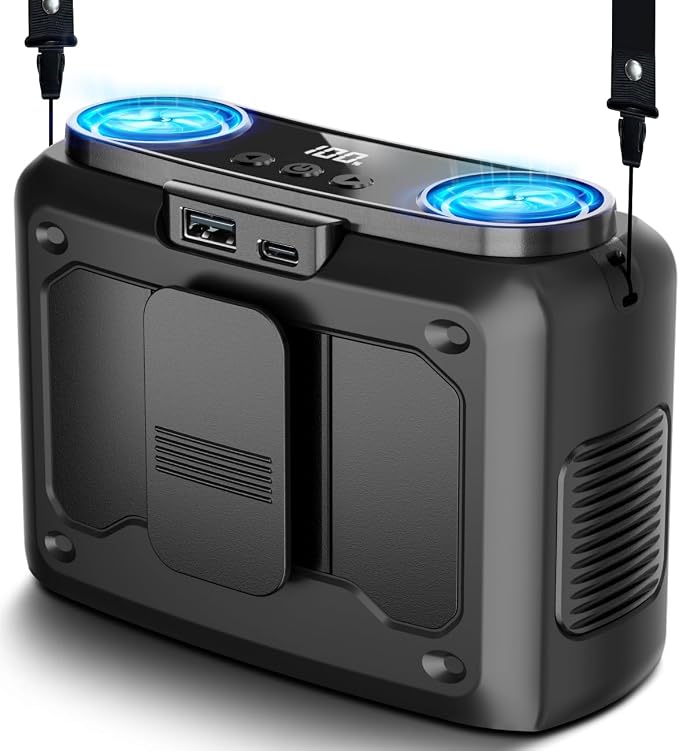 20000mAh Portable Personal Fan, 41Hours with True High Speed Dual Motors | Strong Airflow and Rechargeable Personal Fan, Neck Fans for Hands-Free, Wearable, Travel,Camping,Outdoor,Jobsite,Sports,Golf