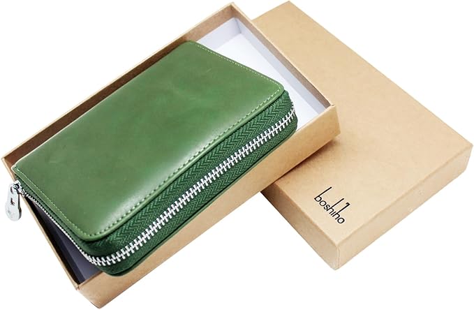 RFID Blocking 24 Slot Credit Card Holder Wallet Real Leather Multi Card Organizer Wallet with Zipper