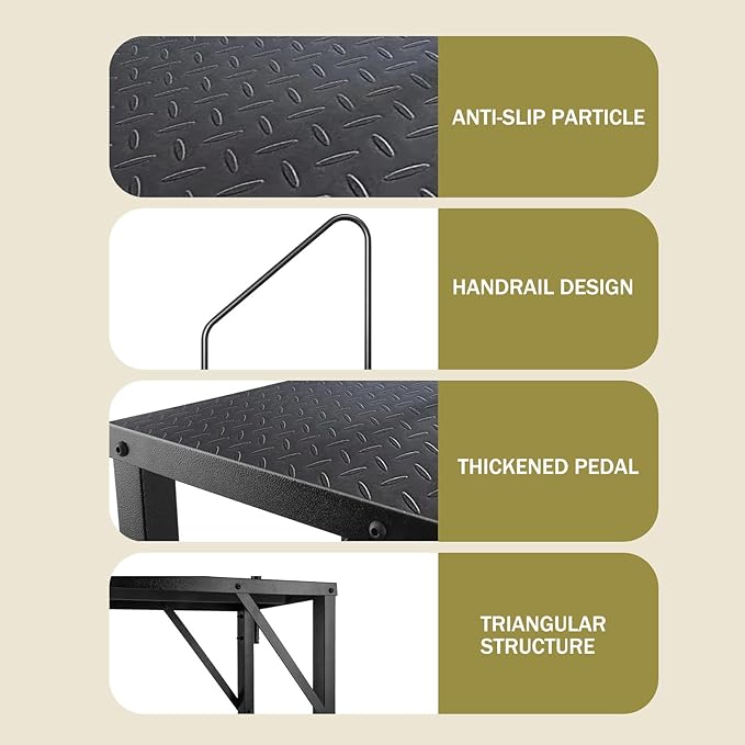 Step Ladder, Step Stool with Handle, Heavy Duty Pool Ladder Above Ground 660Lbs, Camper Steps Outdoor Steps RV Stairs for Reaching High, Portable Home Stairs for Travel Trailer (5 Step, Double Handle)