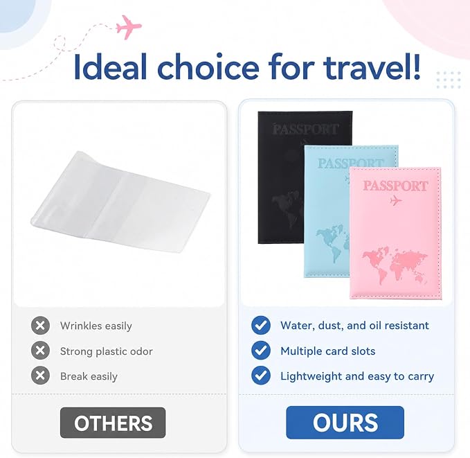 3 Pack Passport Covers, Passport Holder for Travel Women Men Passports Wallet Cover Case PU Leather Passports Holder Case with Card Holders Travel Must Haves Accessories