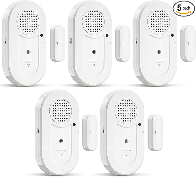 Sanjie Door Window Alarms - 5 Pack,125dB,Volume Control,Window Door Open Alarm Sensors for Kids Safety/Dementia/Pool,Wireless Sensors Keep Your Home Security,Easy to Install,Long Battery Life