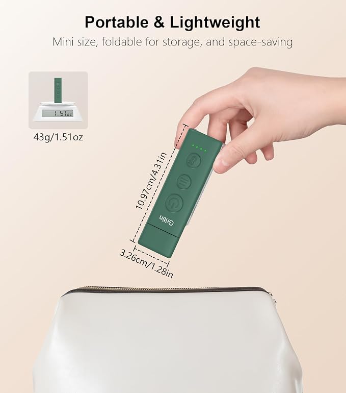 Gritin Book Light Rechargeable, Clip on LED Reading Light for Books in Bed | Eye Caring 3-Color & 5-Brightness, Stepless Dimming, Long Lasting, Compact Size Flexible Book Lamp for Bookworms-Dark green