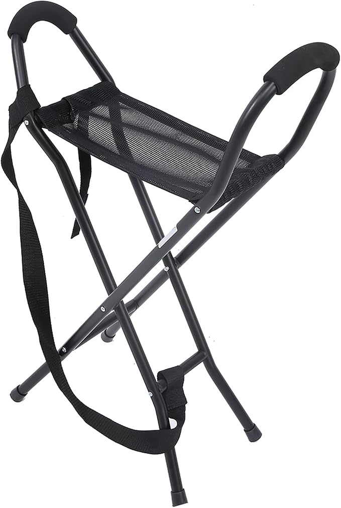 Walking Stick, Portable Walking Cane, Cane Chair, Quad Cane Stools and Folding, Folding Cane Chair for Elderly Seniors Women Men Rest Stool Outdoor