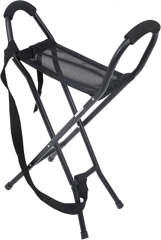 Walking Stick, Portable Walking Cane, Cane Chair, Quad Cane Stools and Folding, Folding Cane Chair for Elderly Seniors Women Men Rest Stool Outdoor