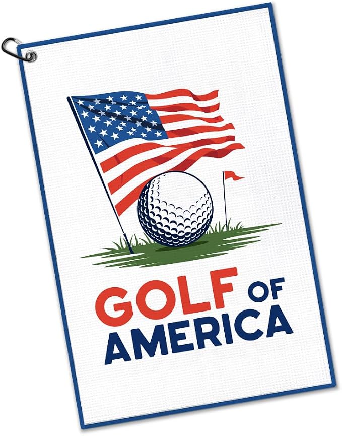 Golf of America Golf Towel with Clip, Funny American Flag Golfing Accessories for Men Women, 4th Of July Retirement Gifts for Golfer Lover, Golfing Gifts for Daddy Grandpa Mom Friend Sport Lover