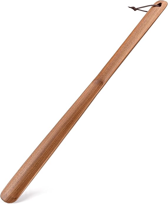 Wooden Shoe Horn Long Handle 15in 29.53in,Fas-Grade Walnut Wood Extra Long Handled Shoehorn For Men Women Seniors