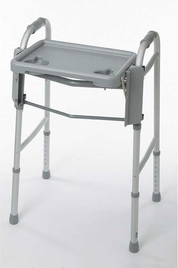 Medline Walker Flip Tray Table with 2 Cup Holders, Universal Tray for Standard Folding Walkers, Mobility Accessories for Home, Medical Equipment Accessories, Gray, 1 Count