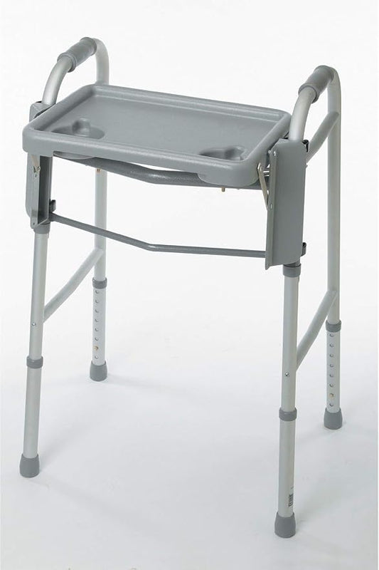 Medline Walker Flip Tray Table with 2 Cup Holders, Universal Tray for Standard Folding Walkers, Mobility Accessories for Home, Medical Equipment Accessories, Gray, 1 Count