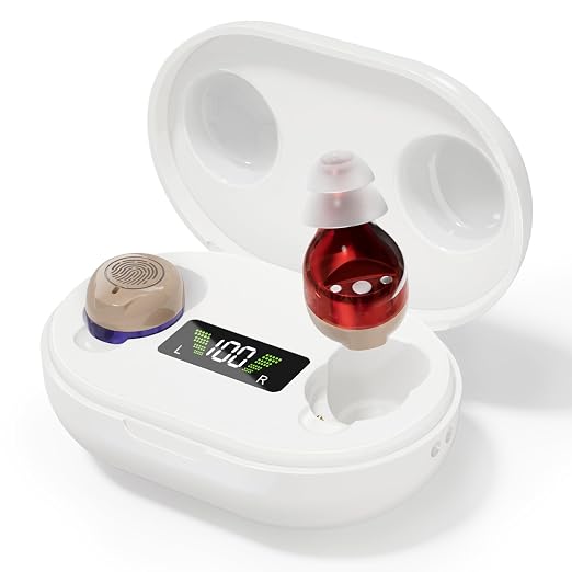 Hearing Aids for Seniors, Rechargeable OTC Hearing Aid with 16-Channel Digital Chips, Intelligent Noise Cancellation, Invisible In-Ear Fit & 7-Day Battery Life