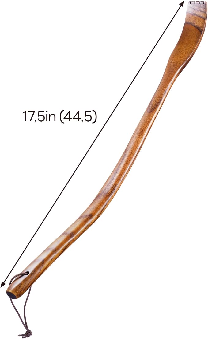 Tomorotec Back Scratcher, Camphor Wood Curved Long Handle for Men Women | Hand-Carved Lightweight Itch Relief Body Scratch Tool, 17.5 Inch, Great Gift For Adults Seniors Dad Mom Grandparents