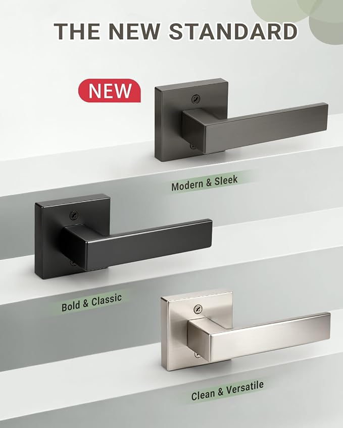 KNOBWELL 1 Pack Gunmetal Black Door Handle Dummy Doorknob Modern Square Closet Door Handle Inactive