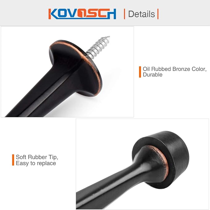 16 Pack Solid Rigid Door Stops - Heavy Duty Door Stoppers Wall Protector with Soft Rubber Tips, Oil Rubbed Bronze