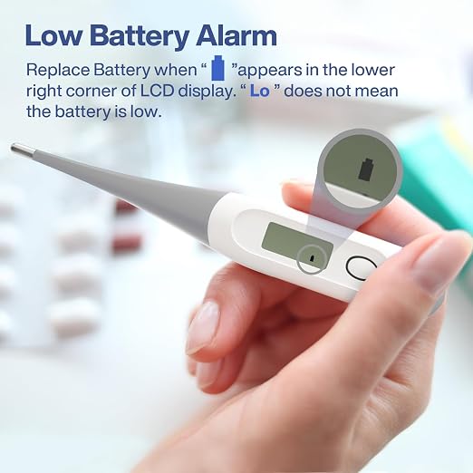 Boncare Digital Thermometer for Adults, Kids & Babies, Gray | Accurate & Safe Oral and Rectal Thermometer with 10-Second Reading and Fever Alarm