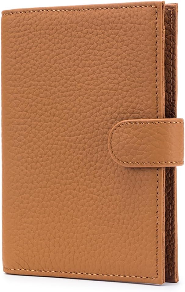 Leather RFID Passport Wallet for Travel Women with Gift Box | Slim Passport Holder for Men with Card Slots, Zipper Coin Pocket, SIM Slot, Cash Slot, Compact Travel Wallet (Brown)