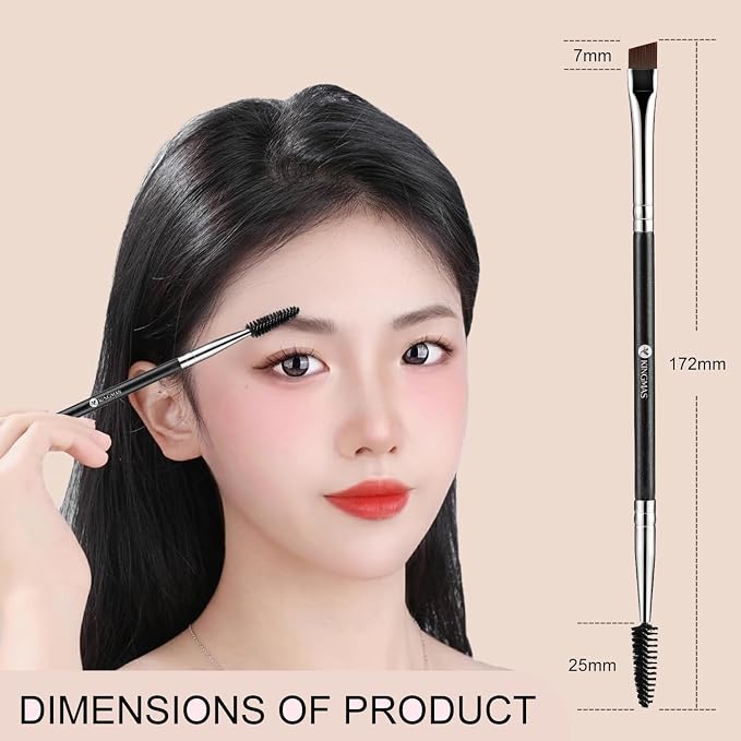 KINGMAS Eyebrow Brush Lashes Spoolie Duo Angled Eye Brow Brush | Eyelash Comb Tool for Lining and Shaping Brows or Lashes