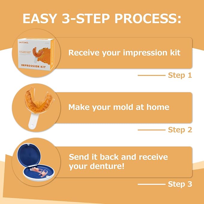 Partial Dentures - Dentures for Missing Teeth & Gaps - Lightweight & Unbreakable Replacement Teeth for Men & Women (3 Teeth)