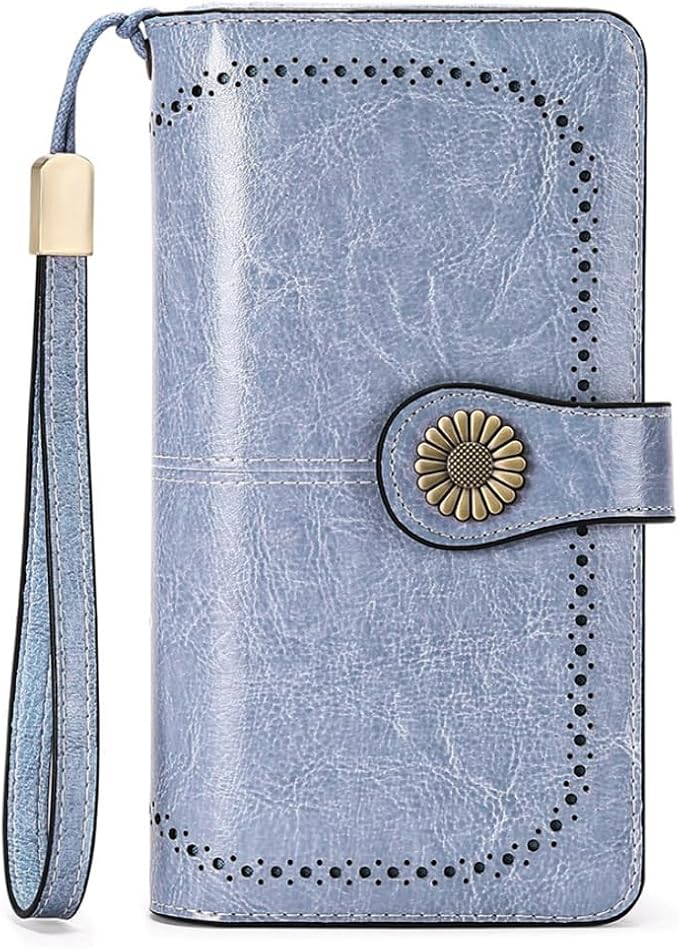 SENDEFN Wallets for Women Leather Credit Card Holder with RFID Blocking Large Capacity Wristlet | with RFID Blocking