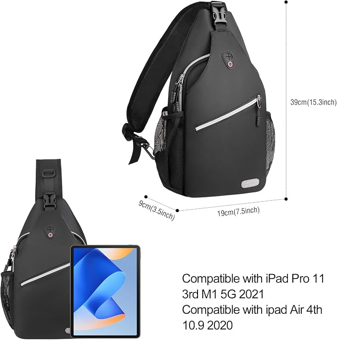 MOSISO Small Sling Bag for Men, Crossbody Shoulder Chest Daypack Bag | Sling Backpack for Casual Travel Hiking