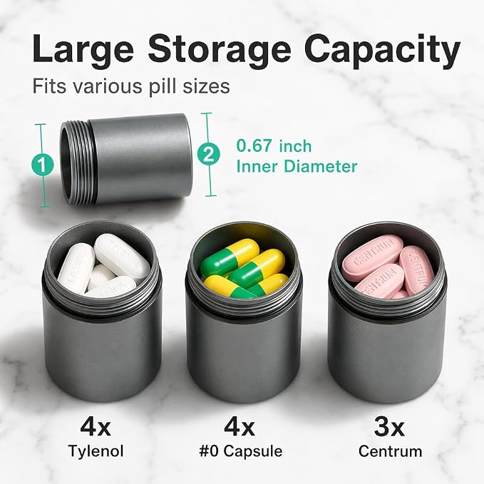 3 Packs Portable Keychain Pill Holder Case, EFFIET 3 Compartments Metal Pocket Emergency Pill Container Dispenser Box Outdoor Medicine Bottle Tin for Daily Supplyment (Mixed Color)