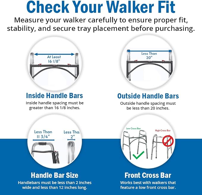 Support Plus Walker Tray Table - Mobility Table Tray for Walker, Non Slip Walker Tray Mat, Walker Accessories Mat, Cup Holder for Walker (21"x16") - Purple