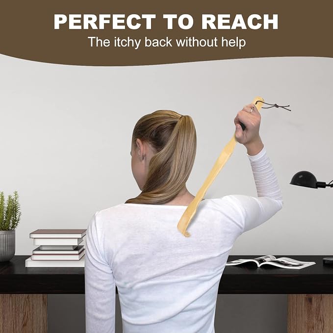 YIMICOO Wooden Bamboo Back Scratcher, 17 Inch Long Handle Back Scratchers for Adults Men Women, with Beautiful Gift Packaging (4 Pack)
