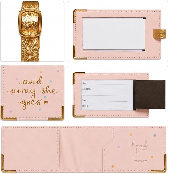 WORD TRAVELER Passport Cover Holder And Luggage Tag Set In Gift Box | Faux Material, Adjustable Buckle Strap, Privacy ID Window, Slim Lightweight Build for Easy Carry