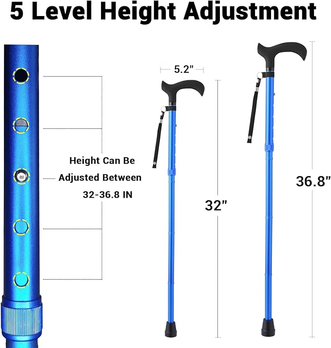 Walking Cane - Collapsible Adjustable Folding Canes for Men & Women, Walking Stick with for Seniors & Adults