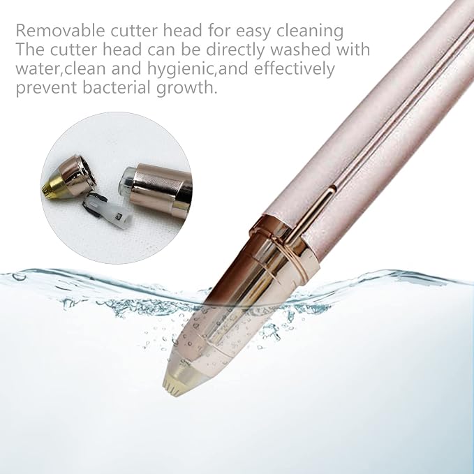 LiXiongBao USB Rechargeable Portable Electric Eyebrow Trimmer Pen for Women, Painless Precision Hair Remover, Safe Shaver Razor Tool for Face, Leg, Lip, Armpit, Hand (Rose Gold)