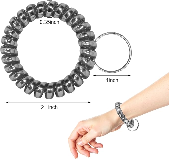 Spiral Coil Keychain, Anti-lost Key Chain Holder Lanyard Cord for Sauna Outdoor Sports and Gym Pool