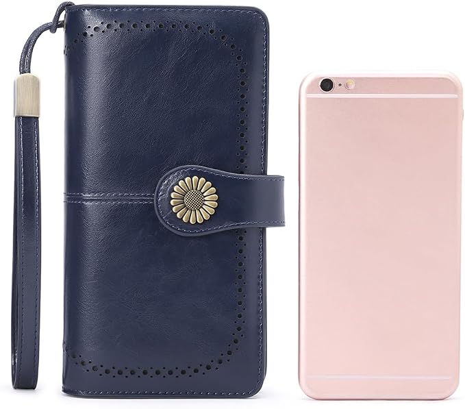 SENDEFN Wallets for Women Leather Credit Card Holder with RFID Blocking Large Capacity Wristlet | with RFID Blocking
