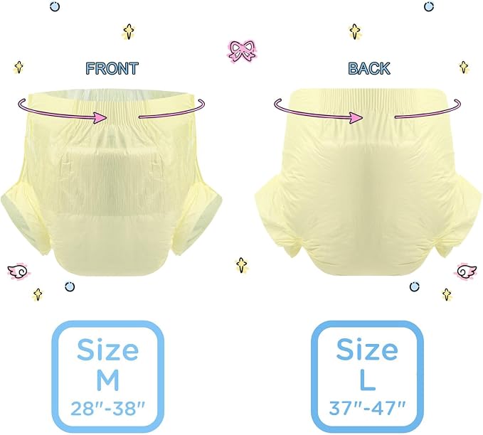 CutiePlusU Disposable Diaper Protective Underwear Absorbent Briefs Dry Surface - Yellow 10 Pieces (Large 37"-47")