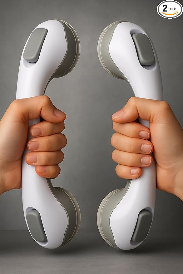 2 Pack Grab Bars for Bathtubs and Showers, Shower Handles for Elderly Seniors bar Safety 500 lbs Walls Handicap Heavy Duty Holder Hooks to Lift Large Tile Glass Suction Cups Tool